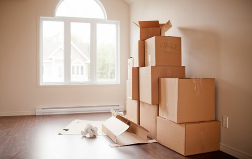 Labelling and preparing boxes for a central London move